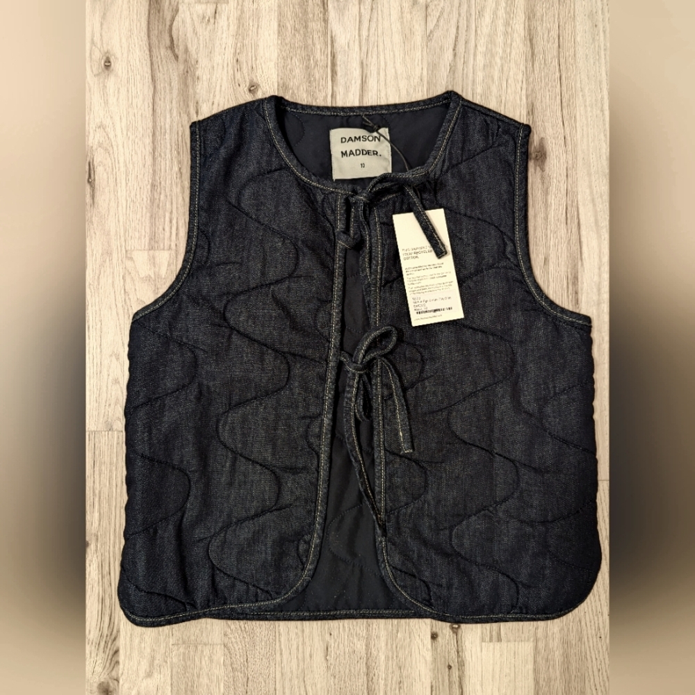 Damson Madder Indigo Quilted Vest. Size 10 UK (6 US)